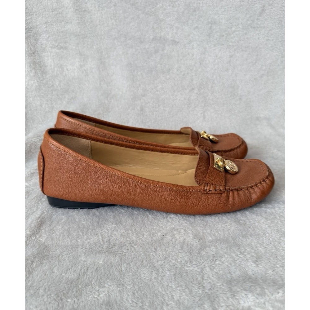 Michael Kors Hamilton Loafer Shoes Womens Size 9 Flats Leather Brown Logo - Picture 6 of 6